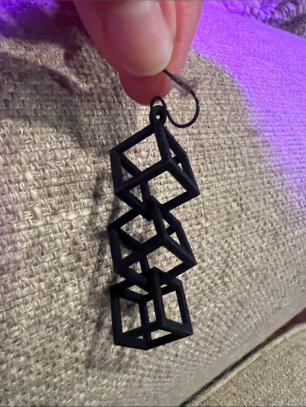 3 Tier Cube Earrings made by local artist - Picture 2 of 4